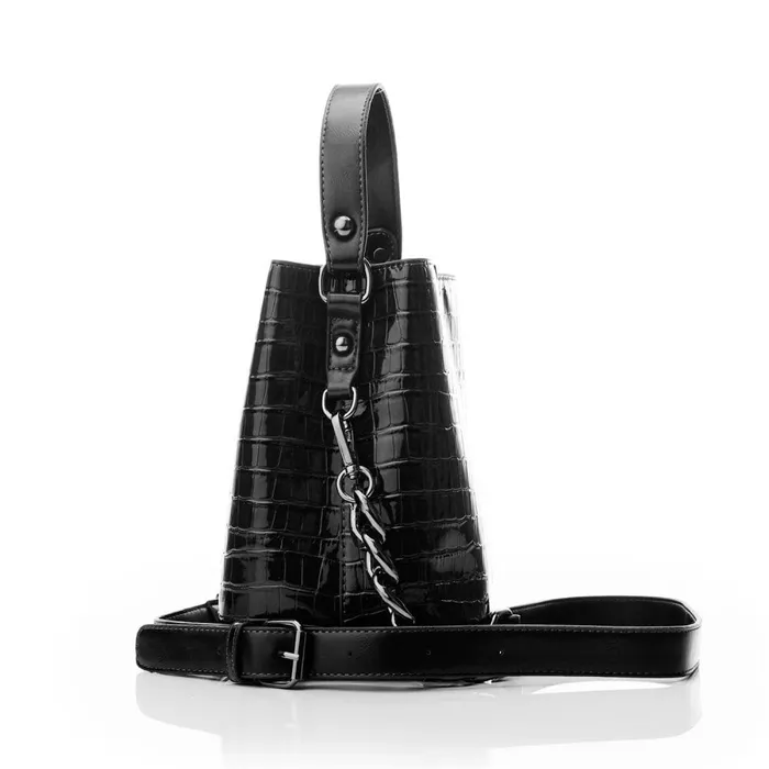 Shoulder Bags Women Moda In Pelle Adriana Bag Black Patent Mocc Croc