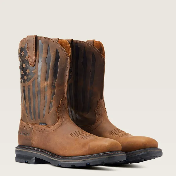 Sierra Shock Shield Patriot Steel Toe Work Boot Distressed Brown Men Ariat Work Boots Sierra Shock Shield Patriot Steel Toe Work Boot Distressed Brown Men Ariat Work Boots