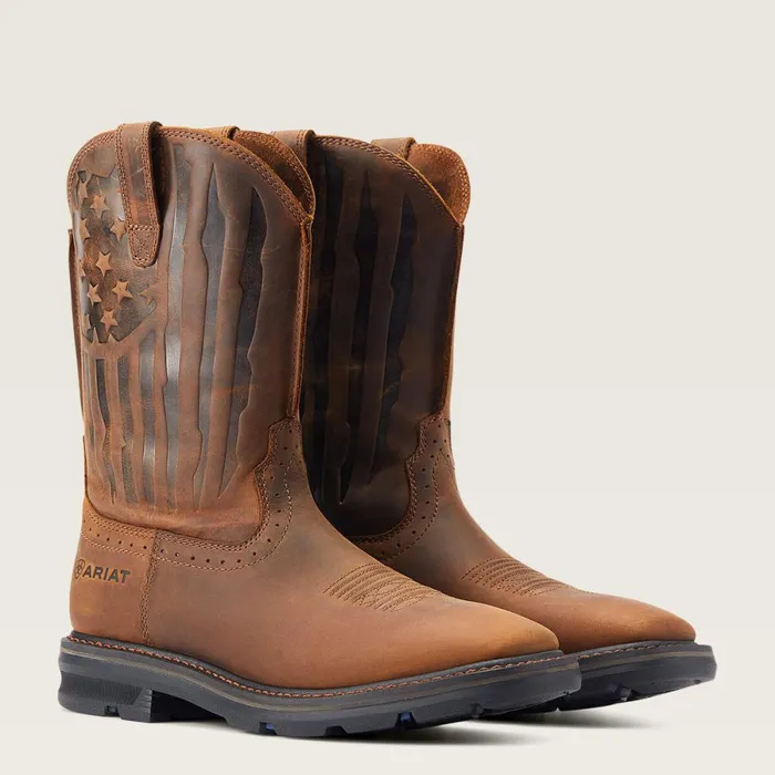 Sierra Shock Shield Patriot Work Boot Distressed Brown Men Ariat Western Boots Sierra Shock Shield Patriot Work Boot Distressed Brown Men Ariat Western Boots