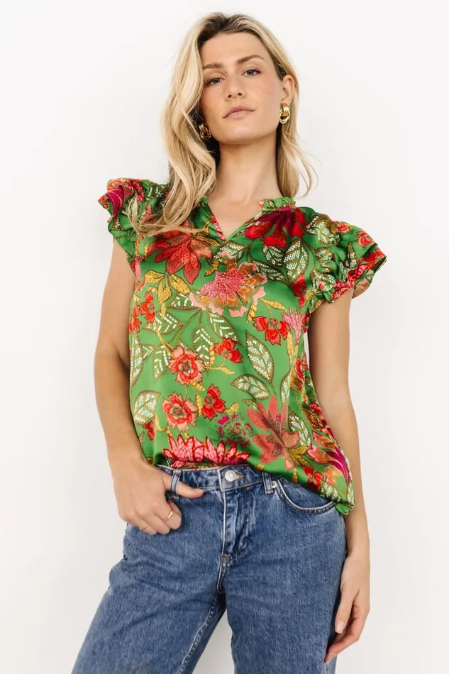 Skyler Ruffle Top Green Multi Women Baltic Born Blouses Shirts Skyler Ruffle Top Green Multi Women Baltic Born Blouses Shirts