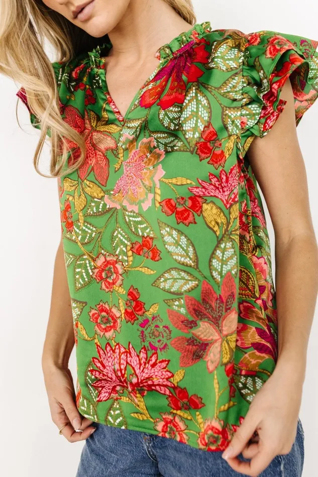 Skyler Ruffle Top Green Multi Women Baltic Born Blouses Shirts Skyler Ruffle Top Green Multi Women Baltic Born Blouses Shirts