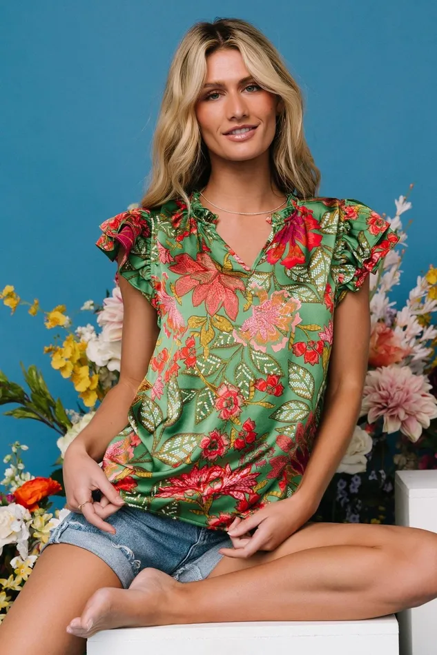 Skyler Ruffle Top Green Multi Women Baltic Born Blouses Shirts Skyler Ruffle Top Green Multi Women Baltic Born Blouses Shirts