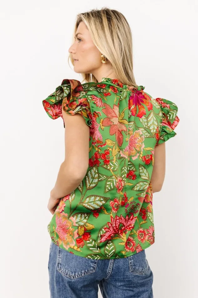 Skyler Ruffle Top Green Multi Women Baltic Born Blouses Shirts Skyler Ruffle Top Green Multi Women Baltic Born Blouses Shirts