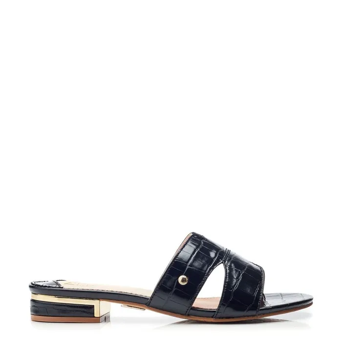 Slider Sandals Women Moda In Pelle Murah Black Patent Mocc Croc