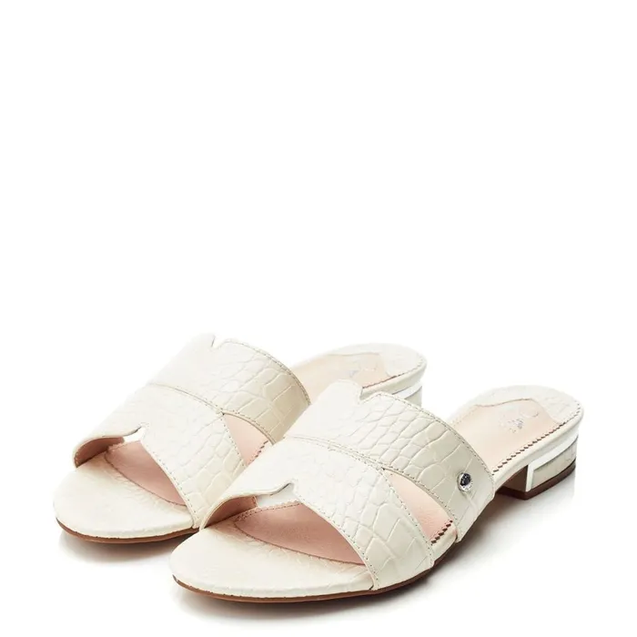 Slider Sandals Women Moda In Pelle Murah Off White Patent Mocc Croc