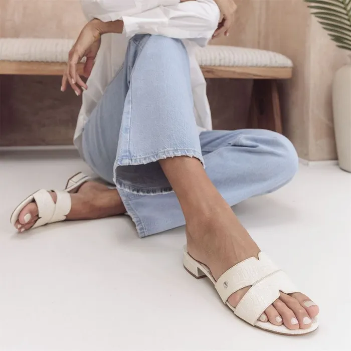 Slider Sandals Women Moda In Pelle Murah Off White Patent Mocc Croc
