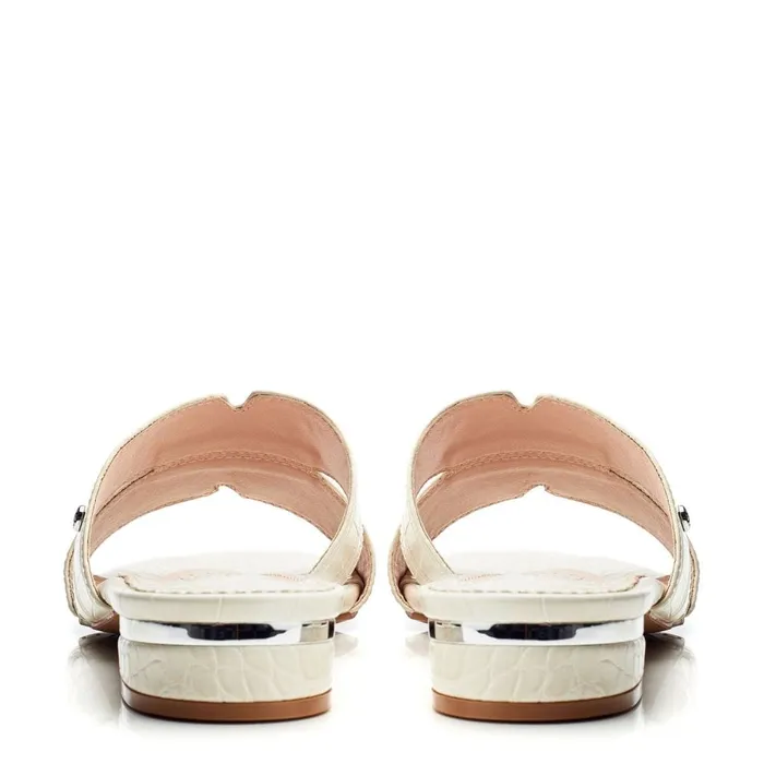 Slider Sandals Women Moda In Pelle Murah Off White Patent Mocc Croc