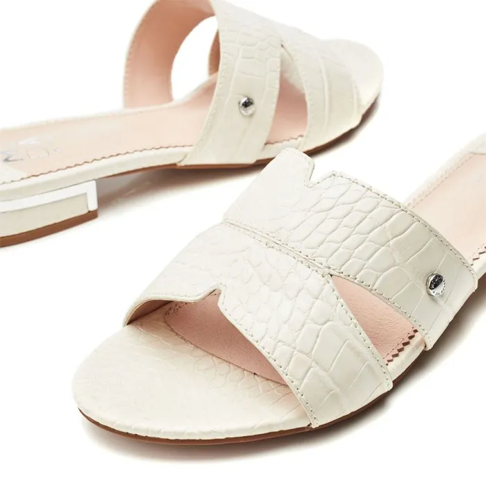 Slider Sandals Women Moda In Pelle Murah Off White Patent Mocc Croc