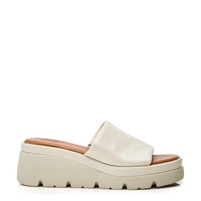 Slider Sandals Women Moda In Pelle Namya Off White Leather