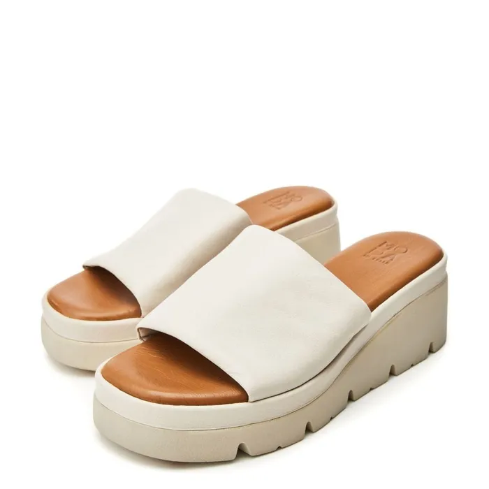 Slider Sandals Women Moda In Pelle Namya Off White Leather
