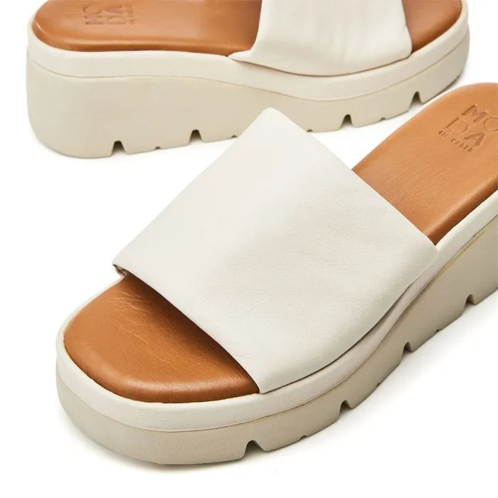Slider Sandals Women Moda In Pelle Namya Off White Leather