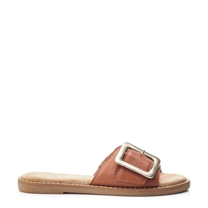 Slider Sandals Women Moda In Pelle Oliss Tan Leather