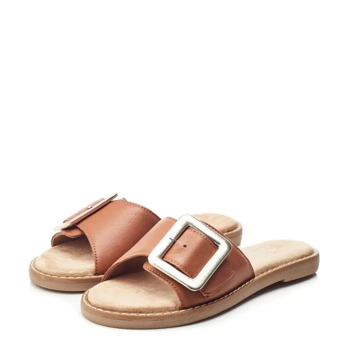 Slider Sandals Women Moda In Pelle Oliss Tan Leather
