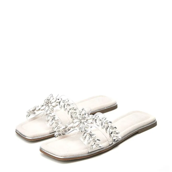 Slider Sandals Women Moda In Pelle Terra Cameo Perspex