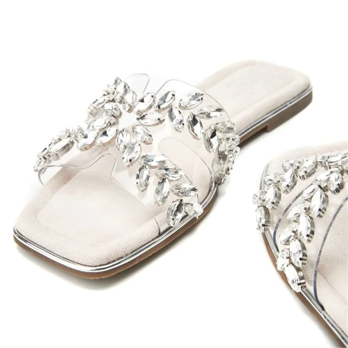 Slider Sandals Women Moda In Pelle Terra Cameo Perspex