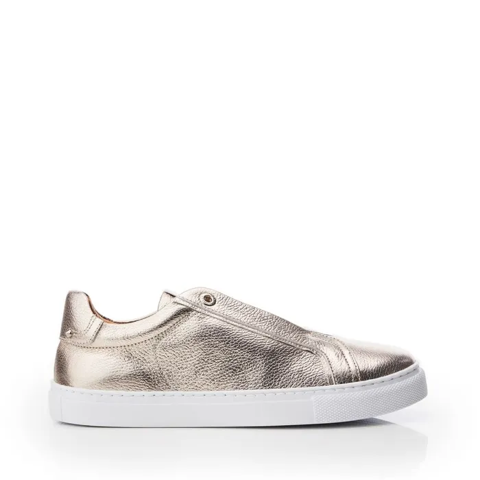 SlipOn Trainers Women Moda In Pelle Bencina Gold Leather