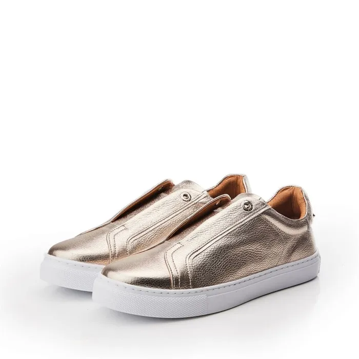 SlipOn Trainers Women Moda In Pelle Bencina Gold Leather