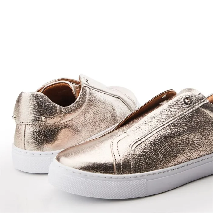 SlipOn Trainers Women Moda In Pelle Bencina Gold Leather