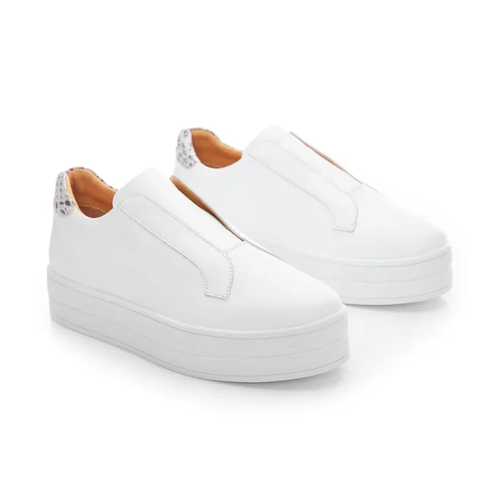 SlipOn Trainers Women Moda In Pelle Bsoleful BBath White 8211 Snake Leather