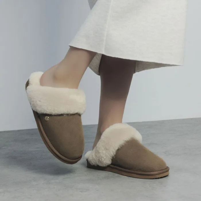 Slippers Women Moda In Pelle Nightfall Tan Suede