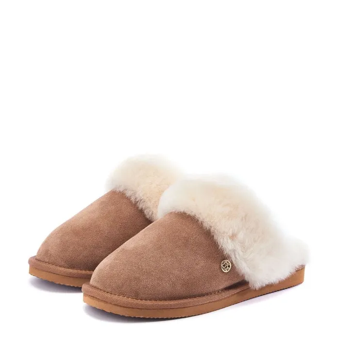 Slippers Women Moda In Pelle Nightfall Tan Suede
