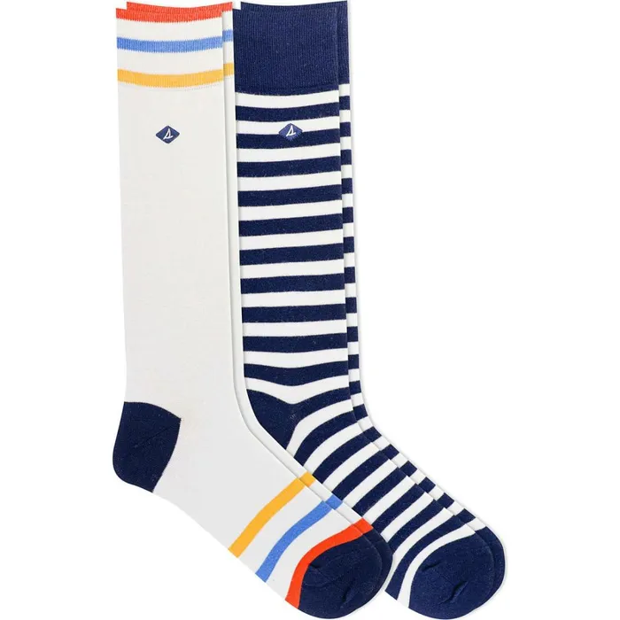 Socks and Liners Men Sperry Stripe 2Pack Crew Sock White
