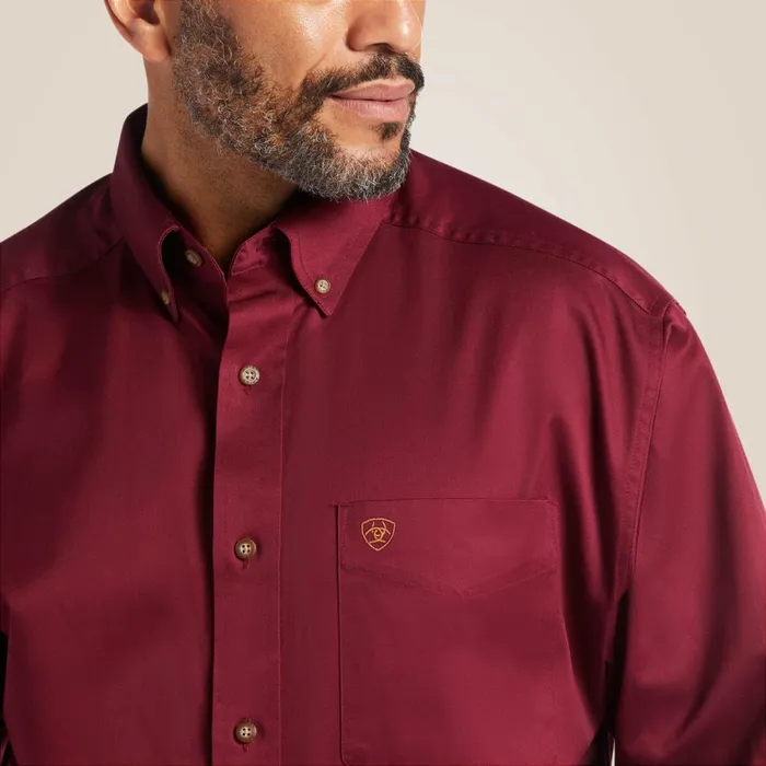 Solid Twill Classic Fit Shirt Burgundy Men Ariat Button Down Shirts Solid Twill Classic Fit Shirt Burgundy Men Ariat Button Down Shirts