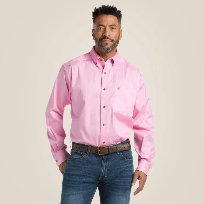 Solid Twill Classic Fit Shirt Prism Pink Men Ariat Button Down Shirts