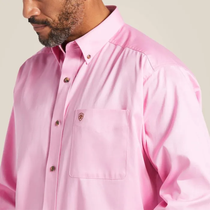 Solid Twill Classic Fit Shirt Prism Pink Men Ariat Button Down Shirts Solid Twill Classic Fit Shirt Prism Pink Men Ariat Button Down Shirts