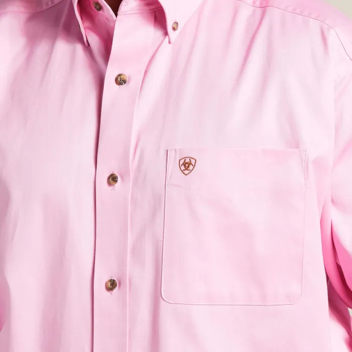 Solid Twill Classic Fit Shirt Prism Pink Men Ariat Button Down Shirts Solid Twill Classic Fit Shirt Prism Pink Men Ariat Button Down Shirts