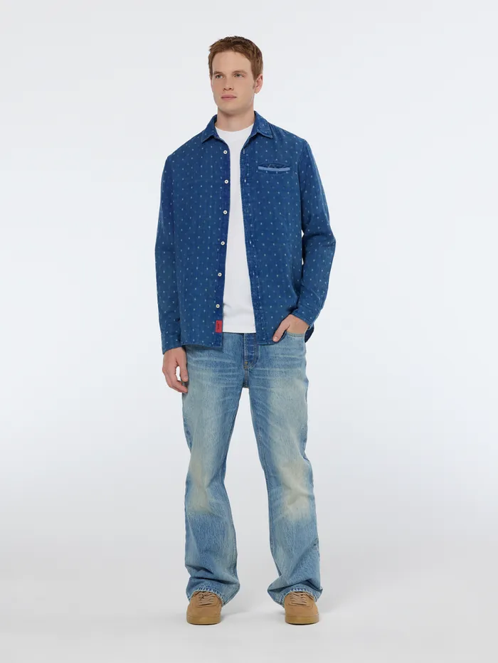 Special Denim Weave With Wash Effects Shirt Washed Indigo Men Scotch and Soda Shirts
