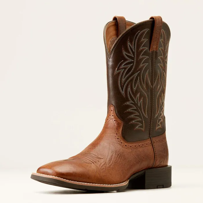 Sport Wide Square Toe Western Boot Peanut Butterchaga Brown Men Ariat Western Boots