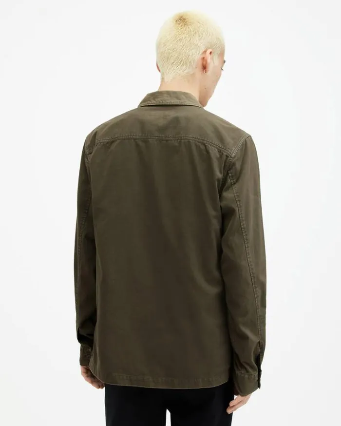 Spotter Long Sleeve Military Overshirt Cargo Green Men AllSaints Shirts