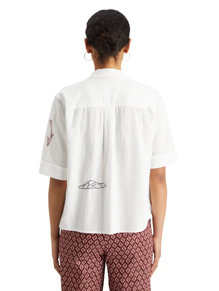 Ss Shirt With Embroidery White Women Scotch and Soda Tops and TShirts