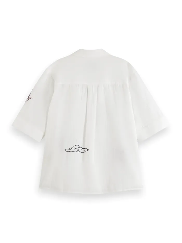 Ss Shirt With Embroidery White Women Scotch and Soda Tops and TShirts