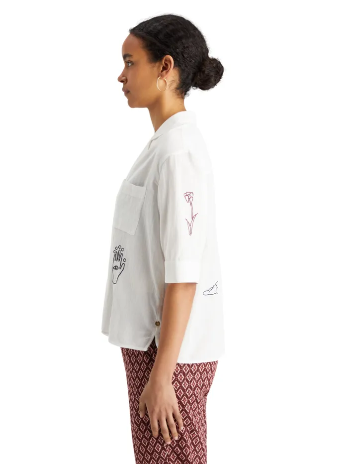 Ss Shirt With Embroidery White Women Scotch and Soda Tops and TShirts