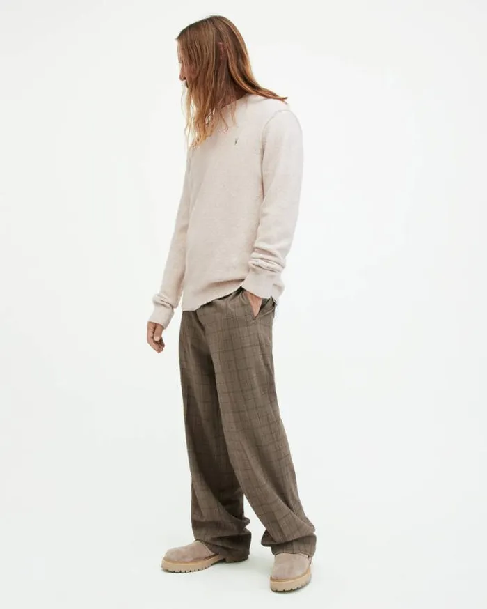 Statten Ramskull Crew Neck Jumper Oatmeal White Men AllSaints Sweaters