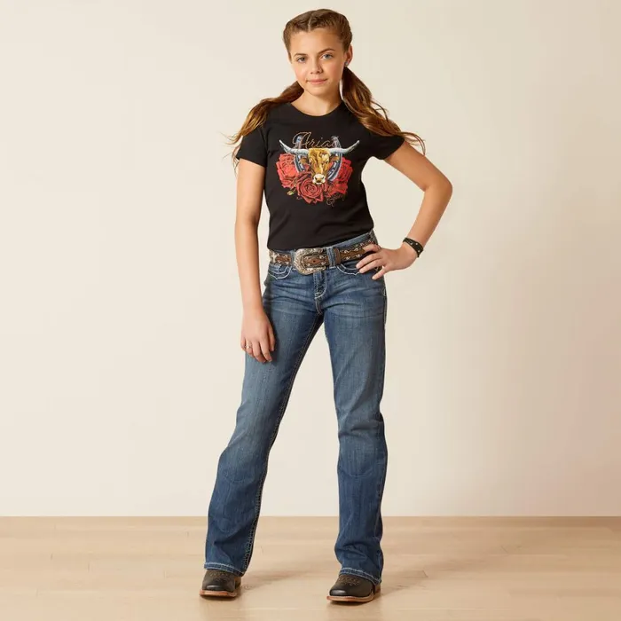 Steer Rodeo Quincy TShirt Black Kids Ariat TShirts and Polos Steer Rodeo Quincy TShirt Black Kids Ariat TShirts and Polos