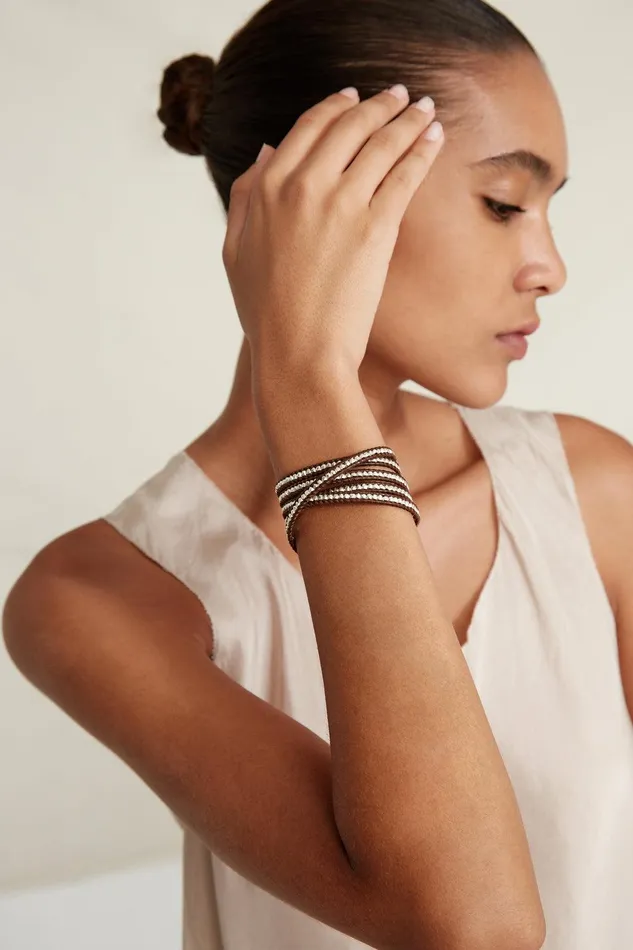 Sterling Silver Wrap Bracelet Brown Women Chan Luu Bracelets