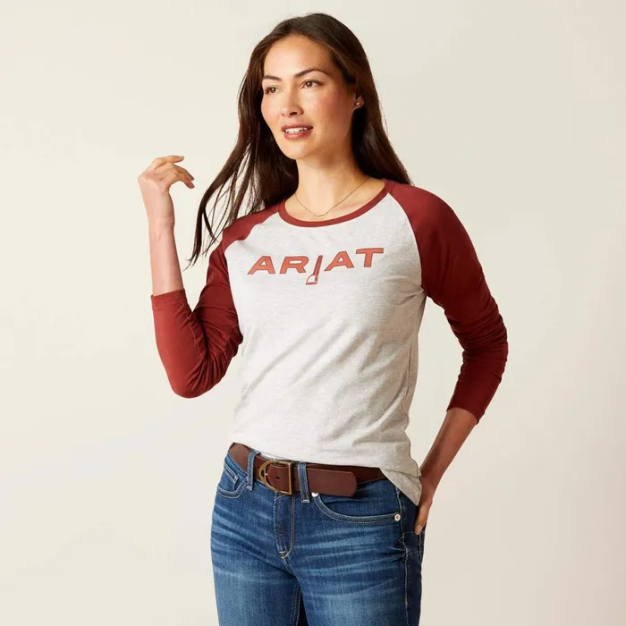 Stirrup Leather I TShirt Heather Greyfired Brick Women Ariat TShirts and Tops