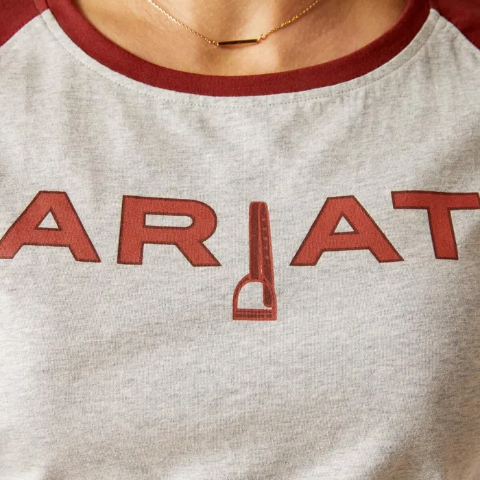 Stirrup Leather I TShirt Heather Greyfired Brick Women Ariat TShirts and Tops Stirrup Leather I TShirt Heather Greyfired Brick Women Ariat TShirts and Tops