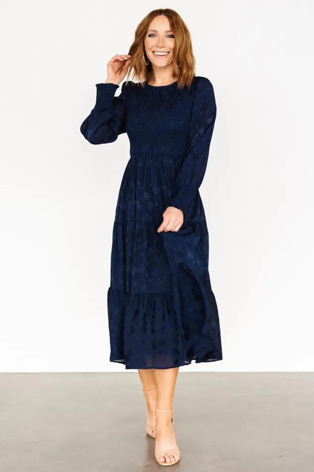 Stockholm Smocked Dress Midnight Blue Women Baltic Born Wedding Guest