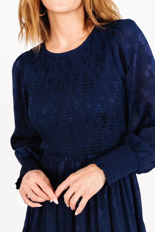 Stockholm Smocked Dress Midnight Blue Women Baltic Born Wedding Guest Stockholm Smocked Dress Midnight Blue Women Baltic Born Wedding Guest