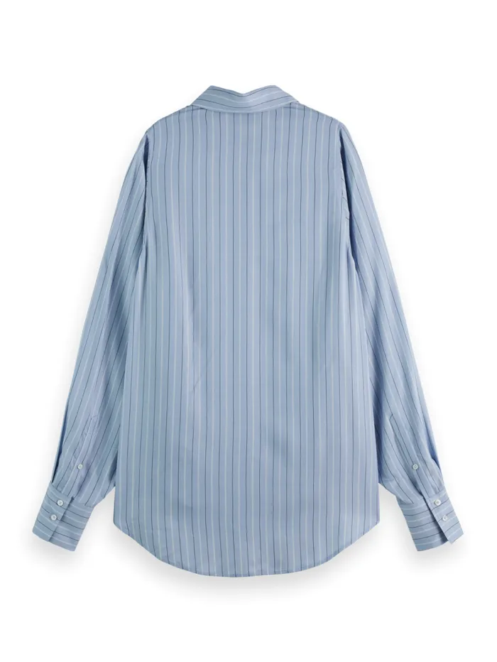 STRIPED LIGHTWEIGHT SHIRT Mystic Blue Stripe Women Scotch and Soda Blouses and Shirts STRIPED LIGHTWEIGHT SHIRT Mystic Blue Stripe Women Scotch and Soda Blouses and Shirts