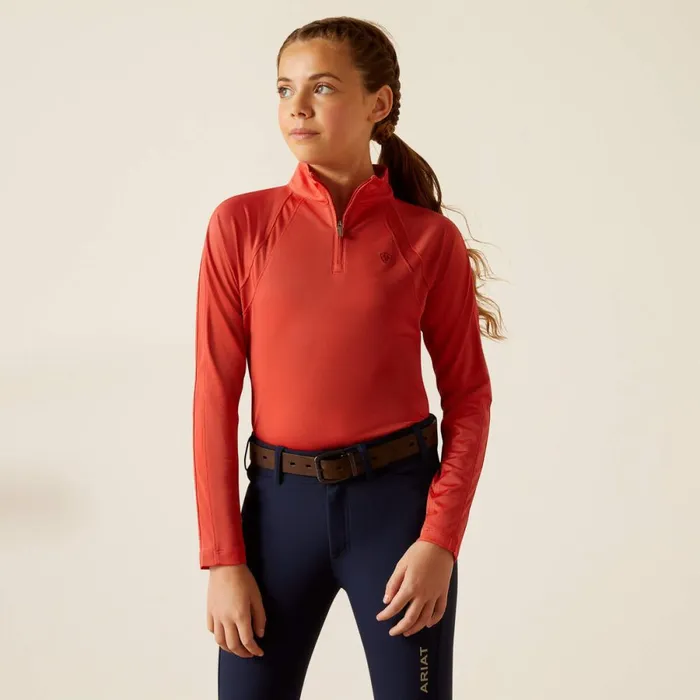 Sunstopper 30 14 Zip Baselayer Baked Apple Kids Ariat English Riding Clothing