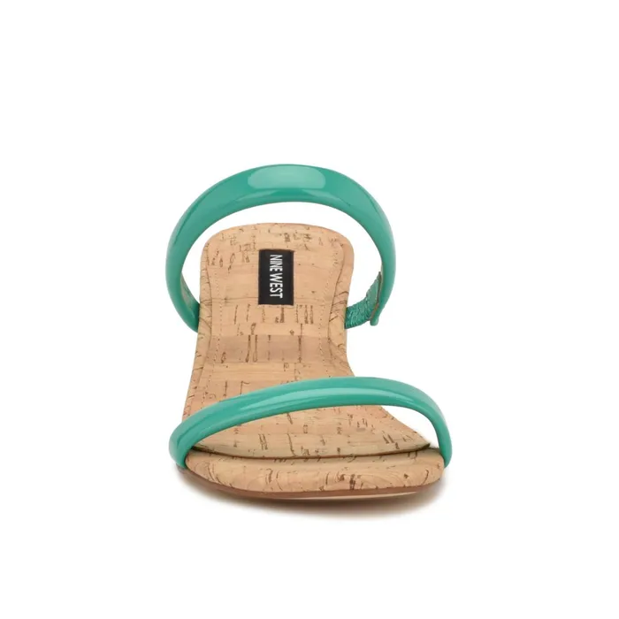 Tae Heeled Slide Sandals Emerald Green Cork Women Nine West Sandals Tae Heeled Slide Sandals Emerald Green Cork Women Nine West Sandals
