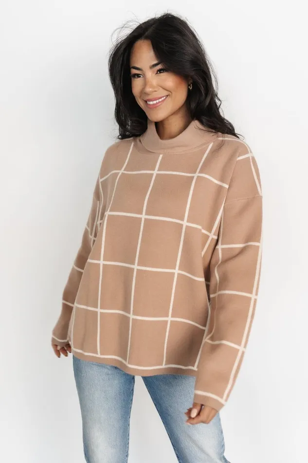 Tahoe Turtleneck Sweater Taupe Cream Women Baltic Born Sweaters
