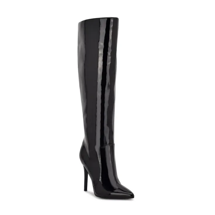 Taler Heeled Boots Black Patent Women Nine West Boots and Booties Taler Heeled Boots Black Patent Women Nine West Boots and Booties