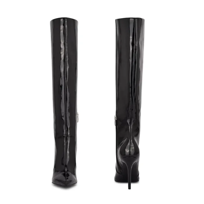 Taler Heeled Boots Black Patent Women Nine West Boots and Booties Taler Heeled Boots Black Patent Women Nine West Boots and Booties