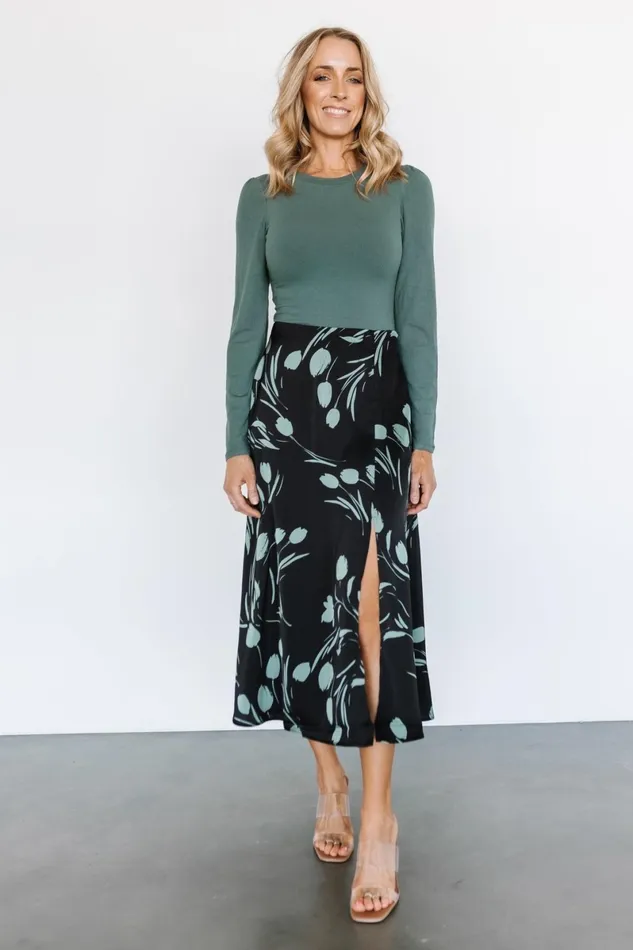 Tallyn Midi Skirt Black Green Women Baltic Born Skirts